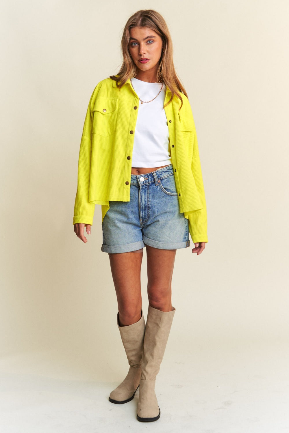 Isabel | J.NNA Snap Down Long Sleeve High Low Shacket