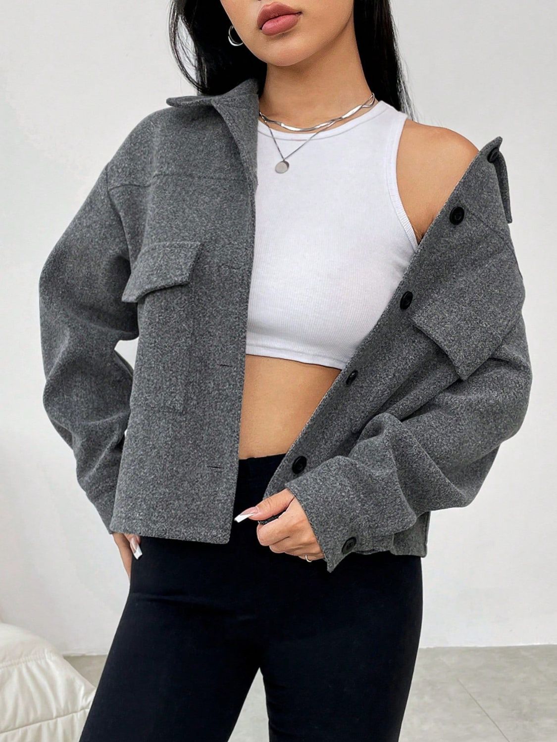 Henriette | Long-sleeved outerwear with a button placket and dropped shoulders
