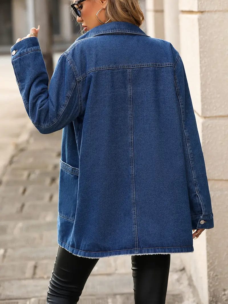 Carina | Mid-length fleece denim jacket