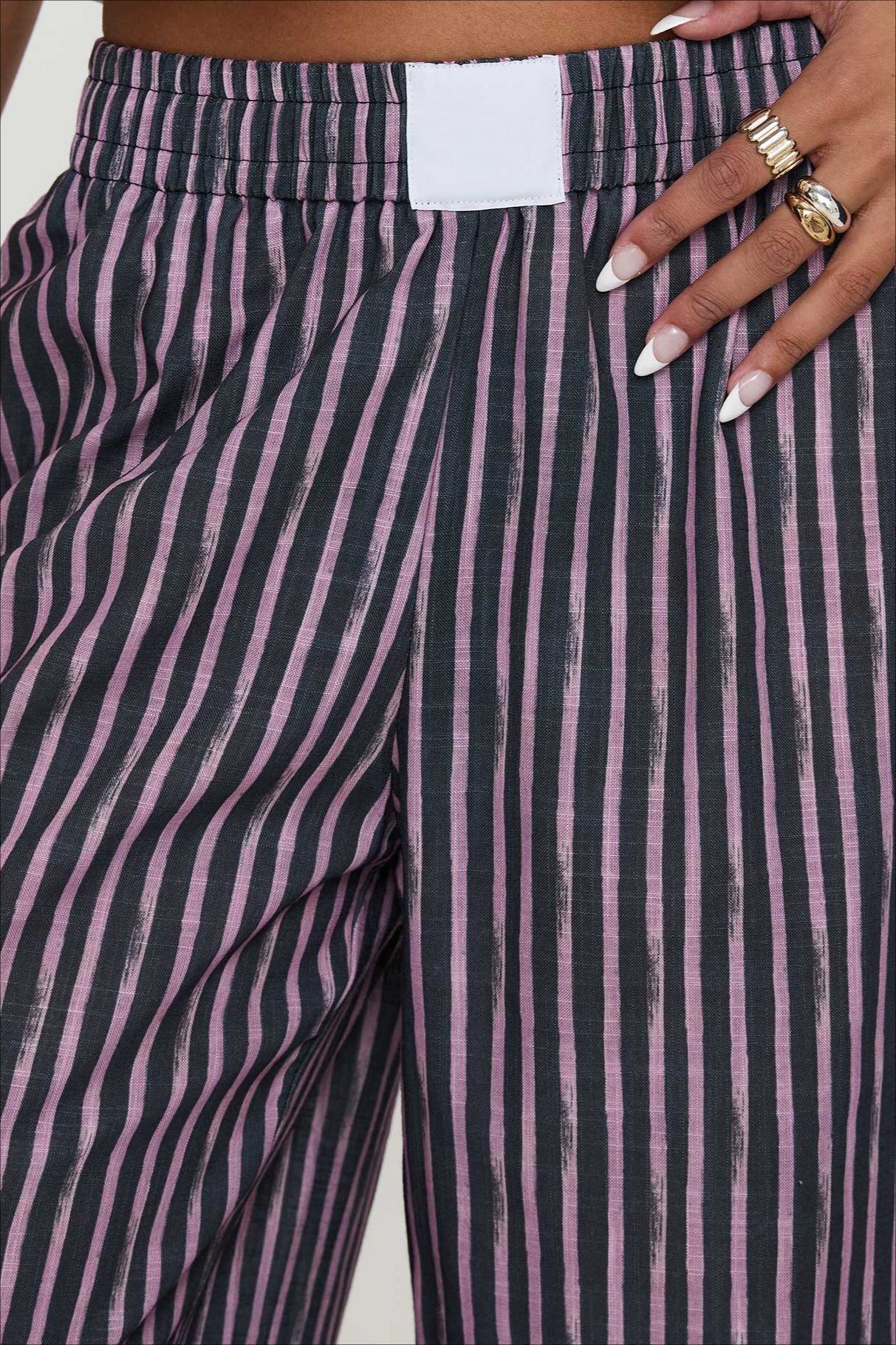 Colorblock Striped Wide-Leg Relaxed Pants