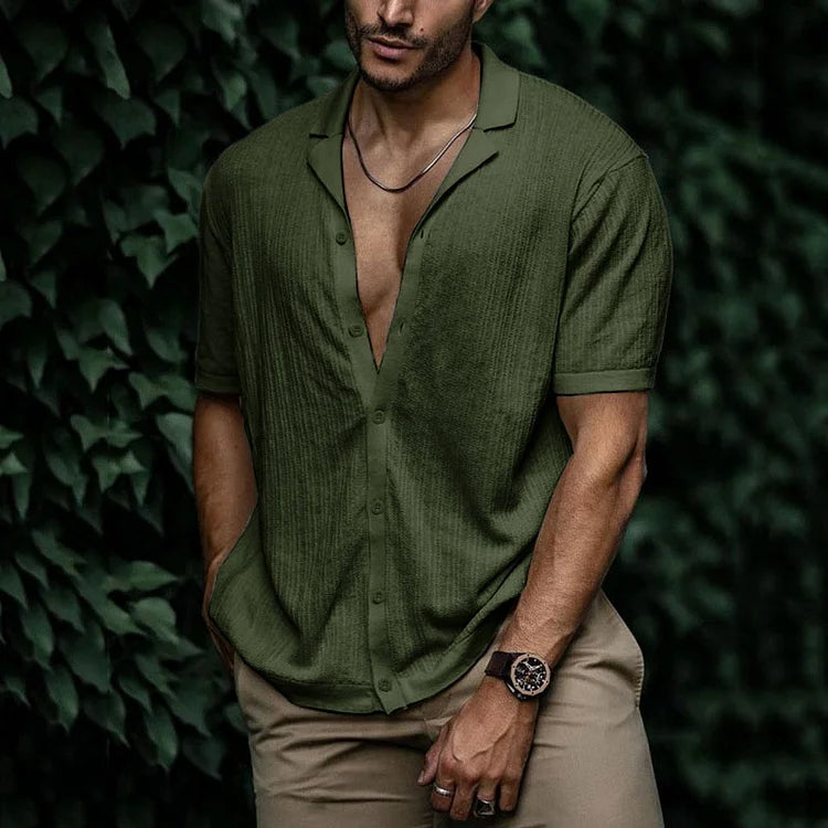 David | Men Casual Short Sleeve Button Shirt