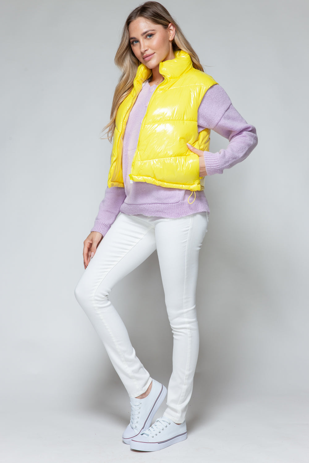 Nerea | Snobish shiny quilted vest with turtleneck and zip