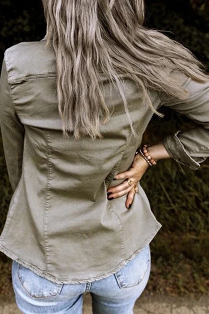 Eulalia | Fashion sexy solid cardigan for adults, turn-down collar, long sleeves, regular jeans