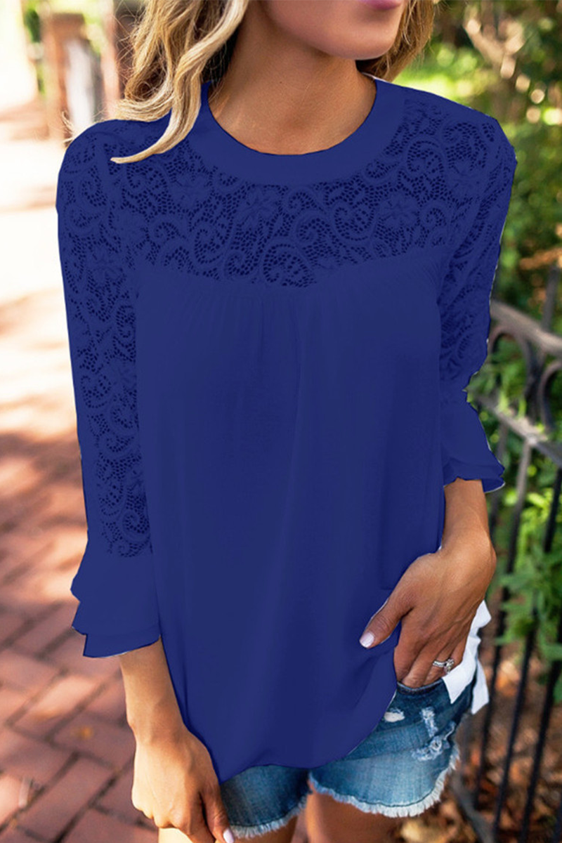 Giuliana® | Casual Lace Round Neck Blouse