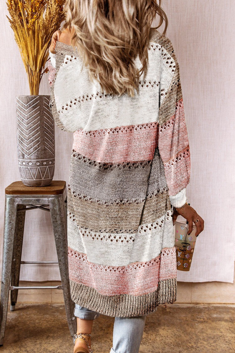 Teresa | Casual patchwork outerwear with hollow out cardigan collar