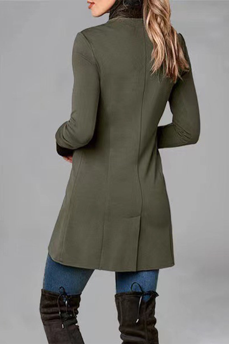 Barbara | Elegant college outerwear with solid color buttons and POLO collar