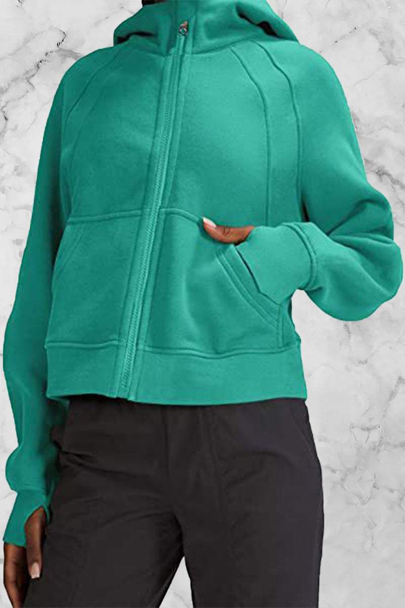 Odalis | Street Solid Solid Color Tops with Hood and Collar