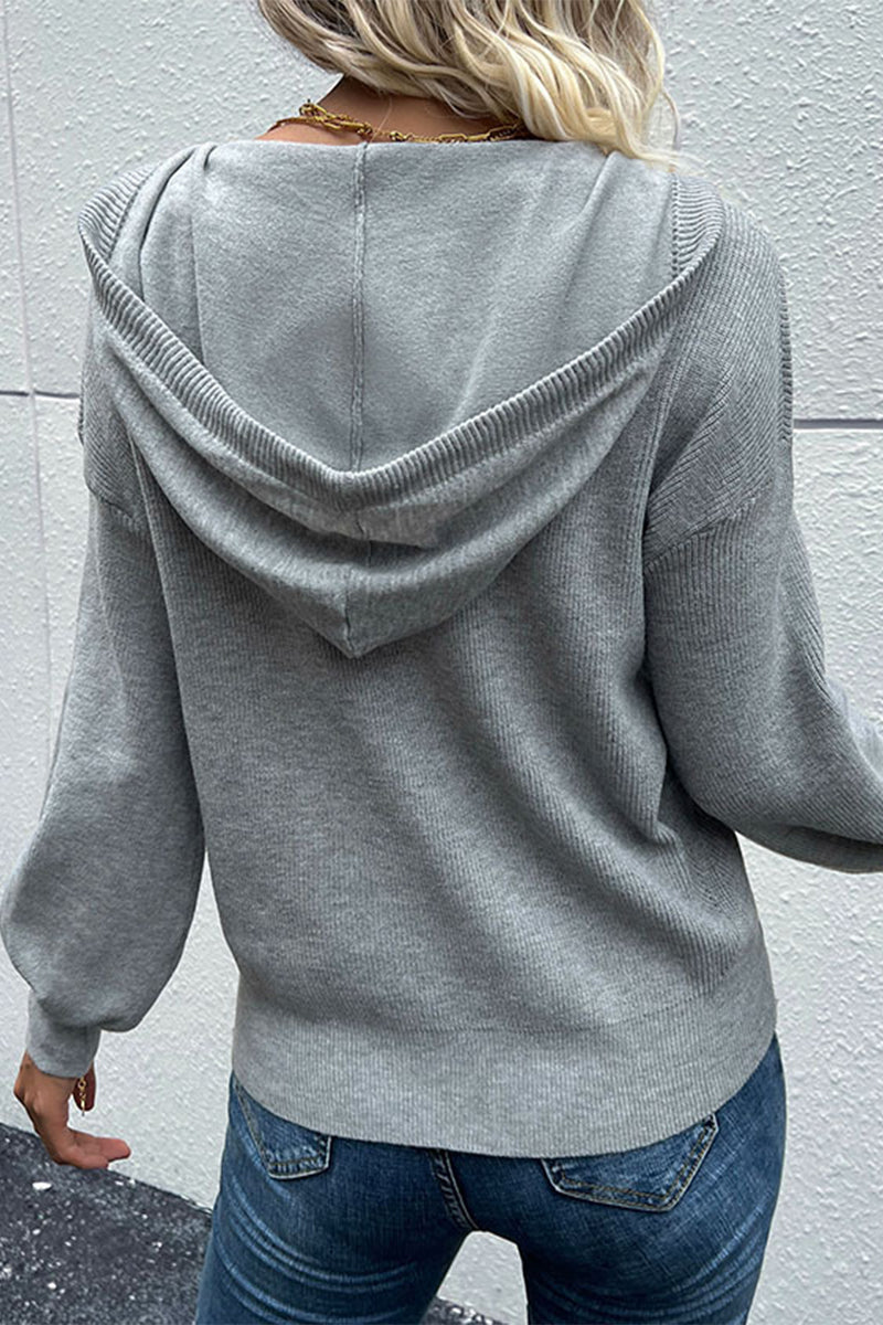 Bianca | Casual solid color tops with hood and collar