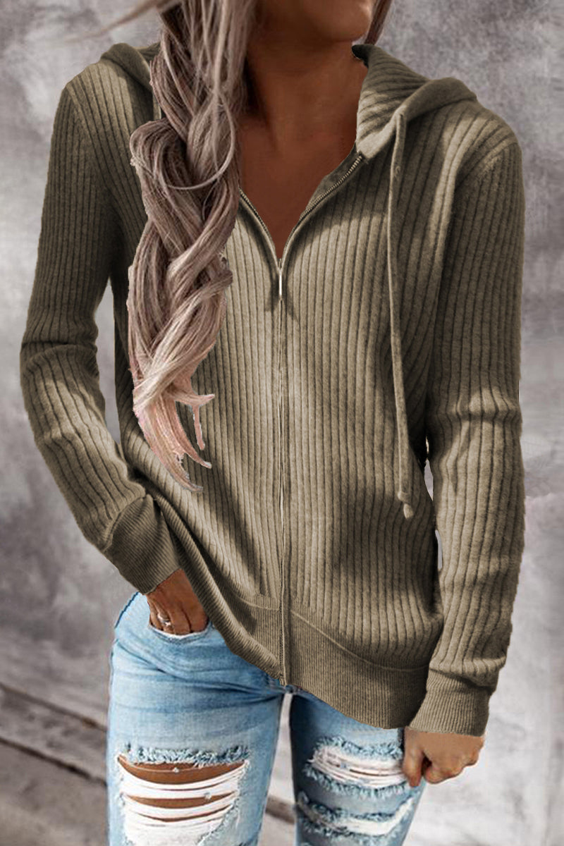 Cristina | Casual cardigans with zip and hooded collar