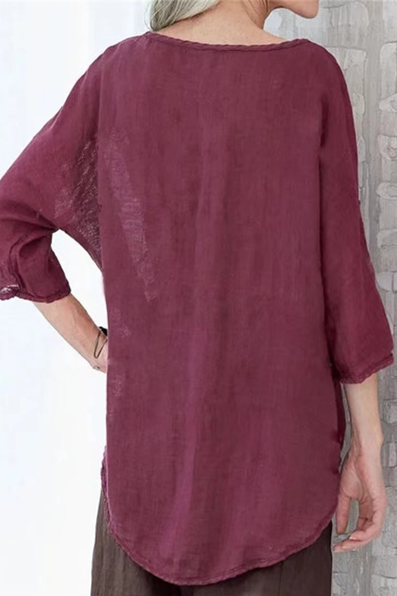 Delia | Casual solid color O-neck tops