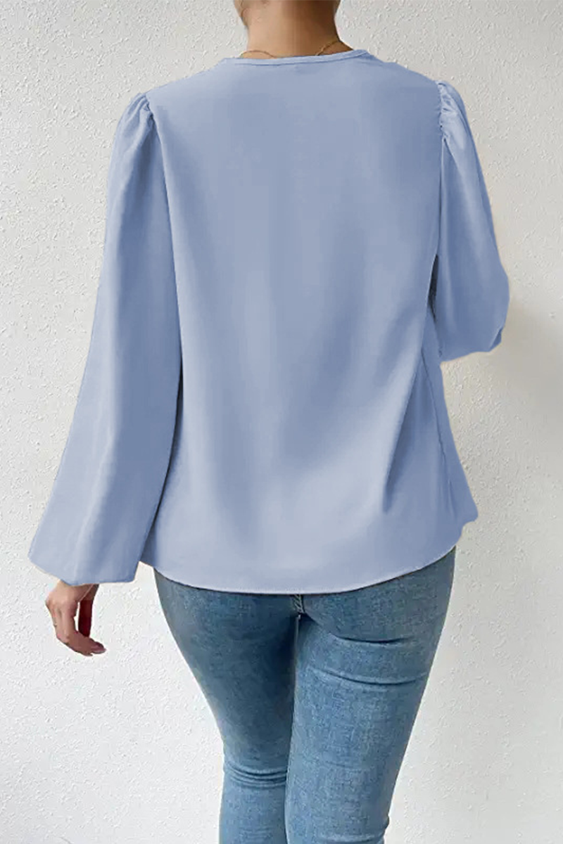 Fiona | Casual solid patchwork scoop neck tops