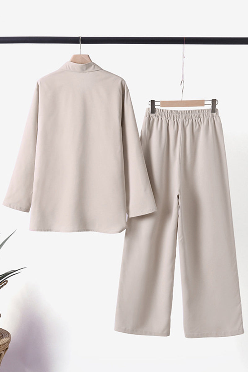 Laura | Casual Street Solid Solid Color Turndown Collar Long Sleeve Two Pieces