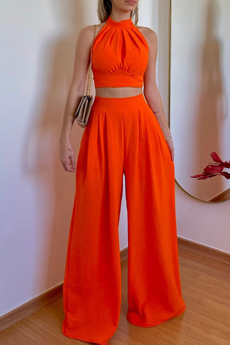 Dina® | Elegant Sleeveless Top And Wide-Legged Pants Set