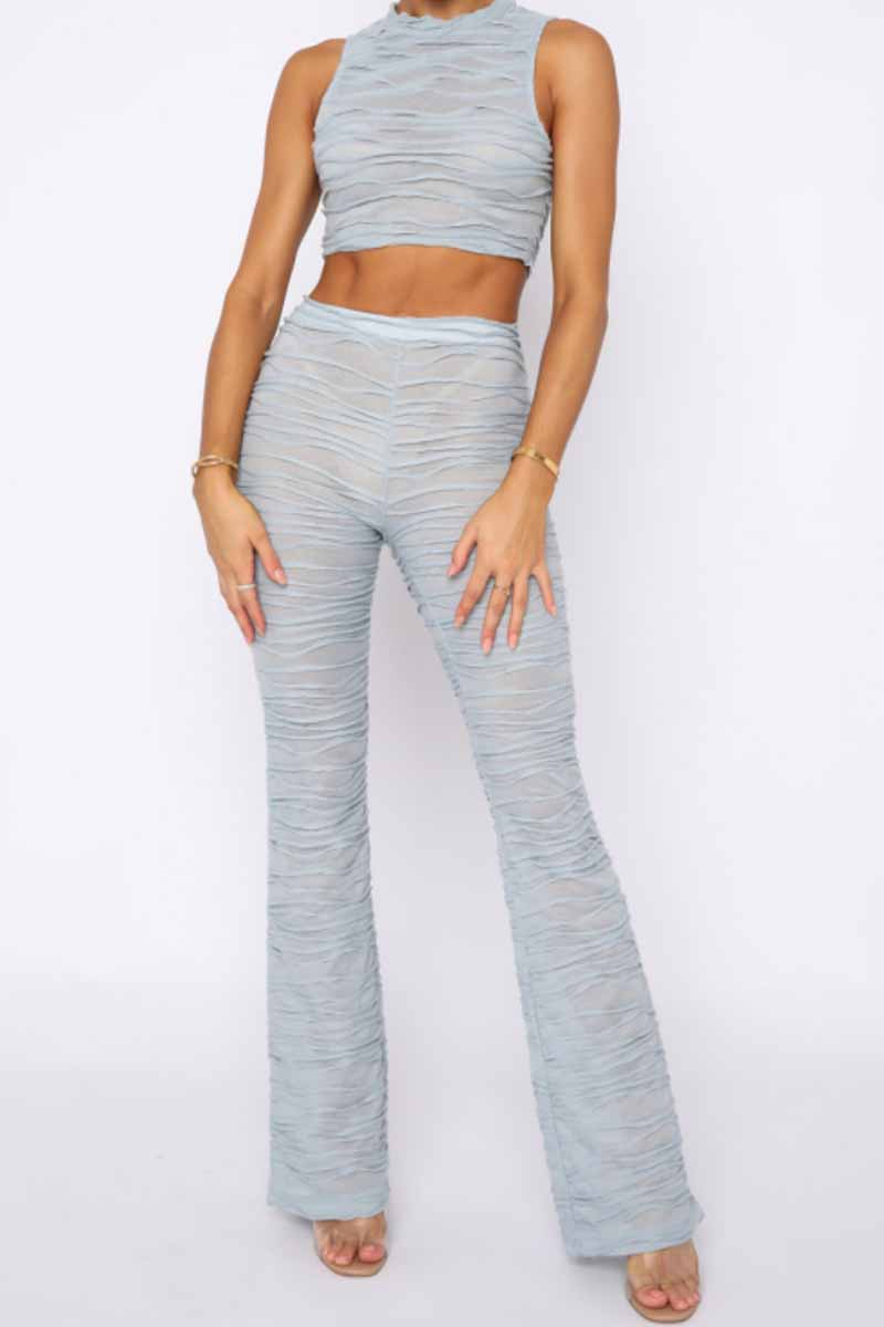 Fabiana® | Elegant Sleeveless Pleated Top And Wide-Legged Pants Set