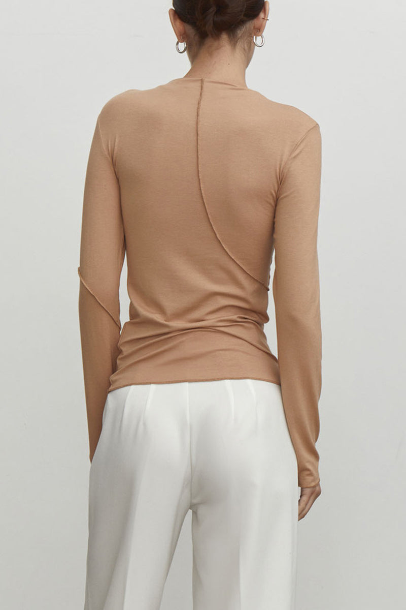 Nancy | Casual plain solid color half turtleneck tops