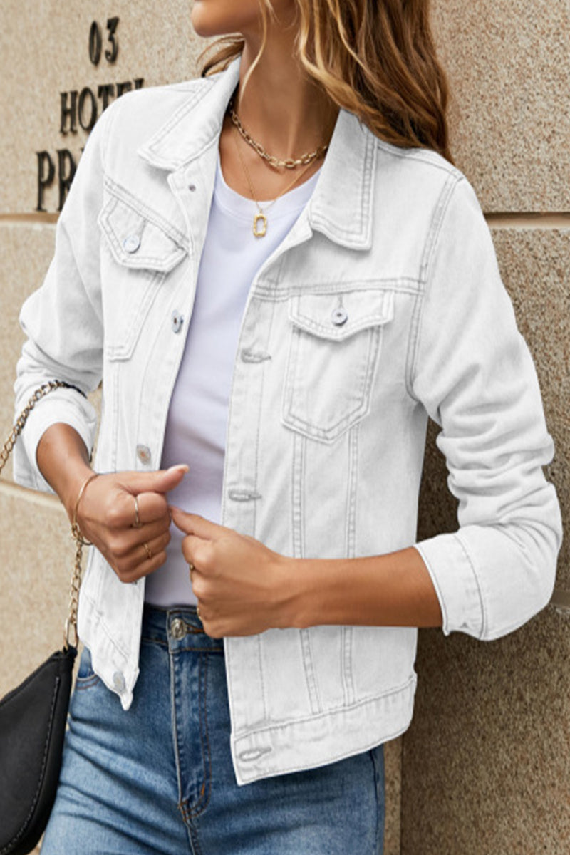 Monica | Casual Street Solid Patchwork Turn-Down Collar Outerwear