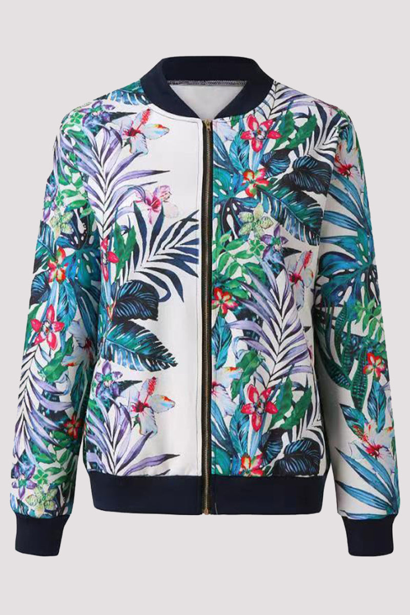 Zoe | Casual outerwear with floral patchwork and O-neck