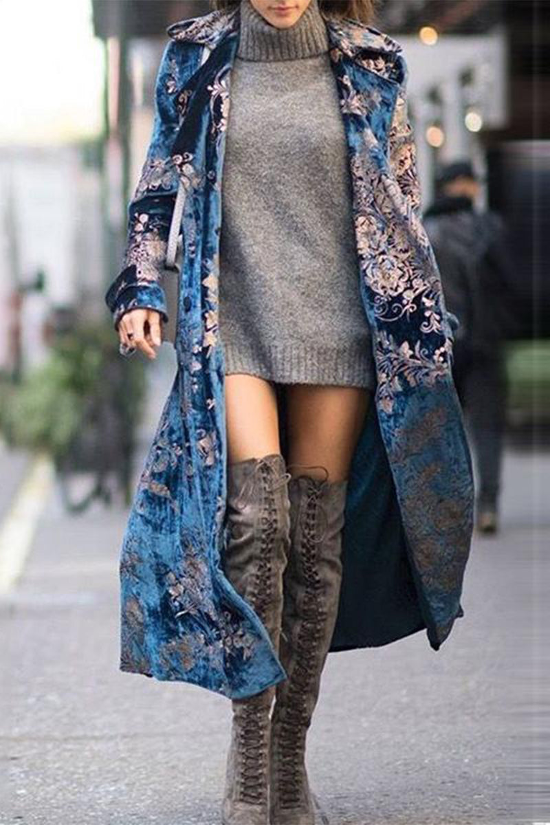 Aranza | Casual British style outerwear with cardigan collar and print