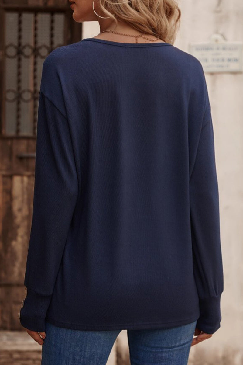 Hilda | Sexy, simple, solid color button up V-neck tops