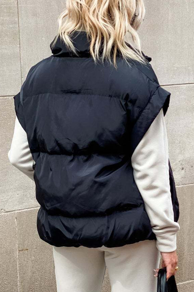 Karina | Casual, solid color tops with stand-up collar and pockets