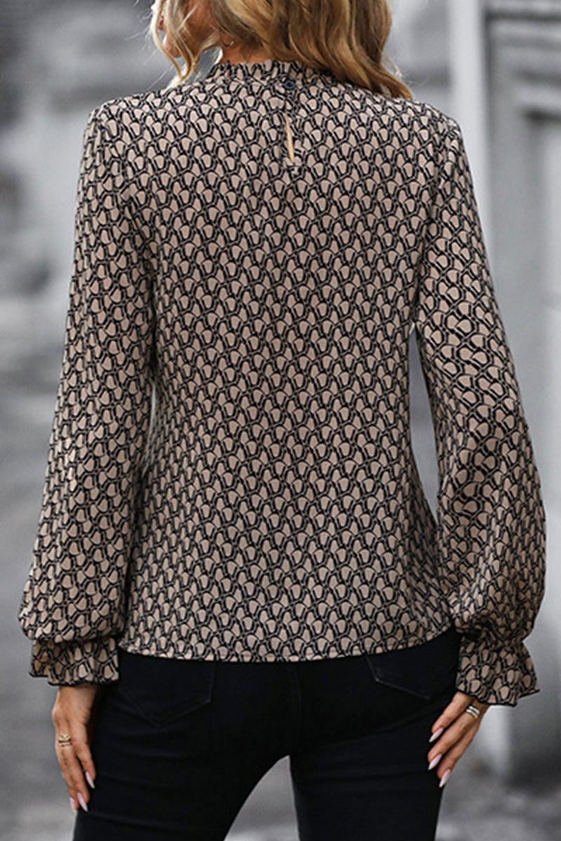 Nora | Elegant O-neck tops with leopard frenulum print