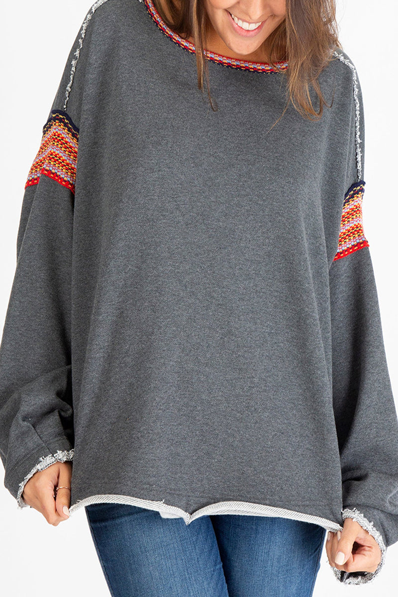 Samanta | Casual solid color O-neck tops