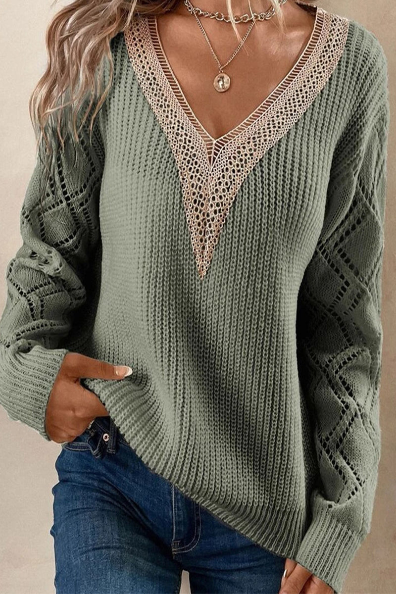 Zenaida | Casual, simple tops made of solid lace with a V-neck