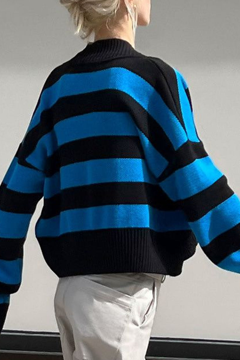 Genoveva | Streetwear outerwear with striped contrast fabric and V-neck