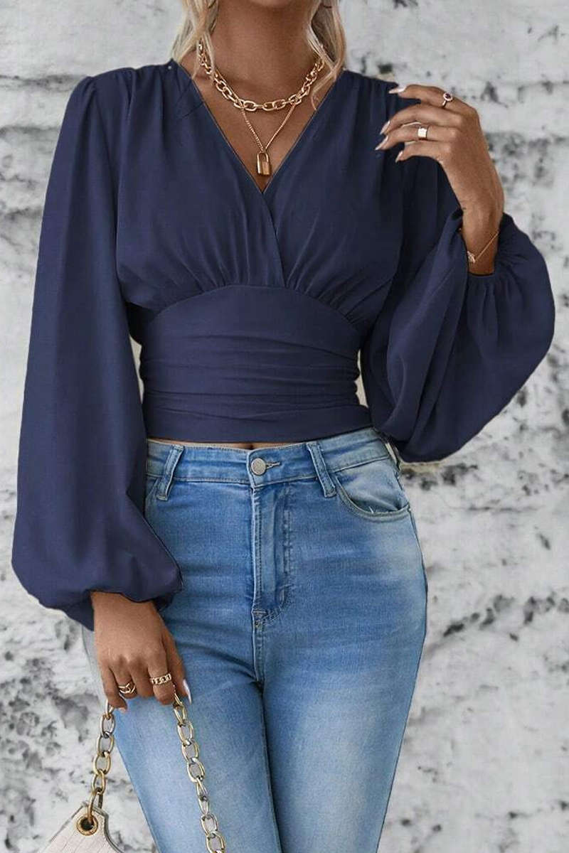 Eugenia® | Stylish V-Neck Blouse With Long Flared Sleeves