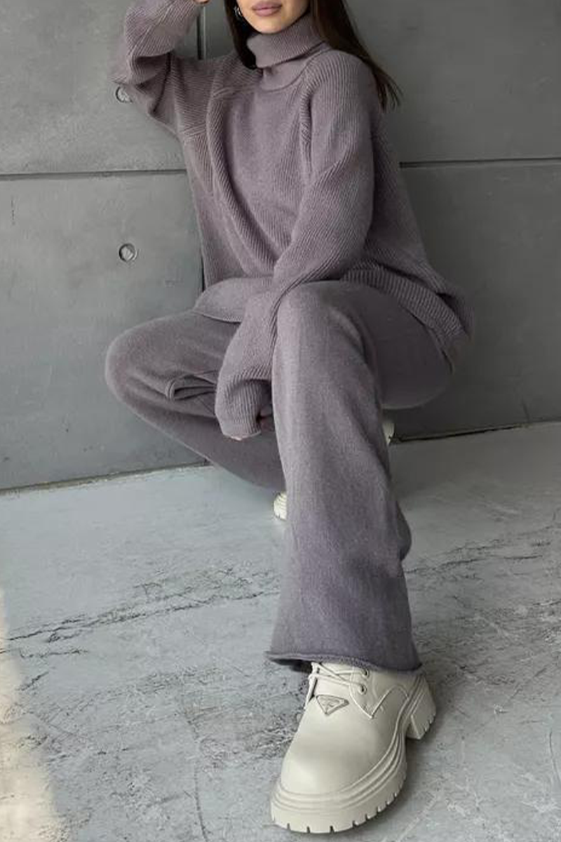 Karla | Casual daily long sleeve two piece suit with zip collar