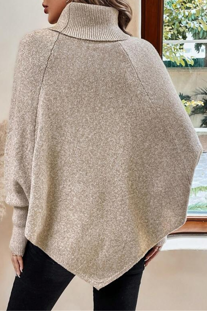 Kyra | Casual turtleneck sweaters with buttons and woven pattern