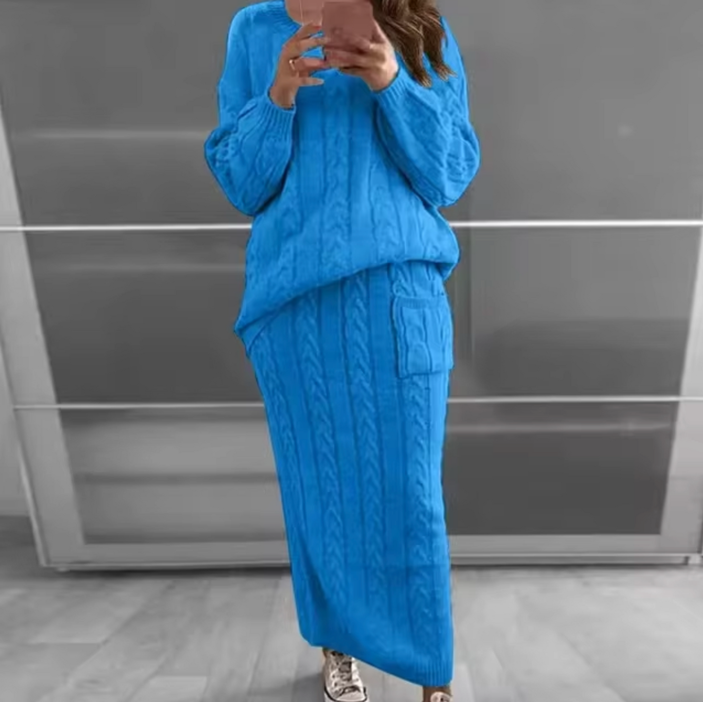 Ramona | Elegant set of knitted sweater and skirt
