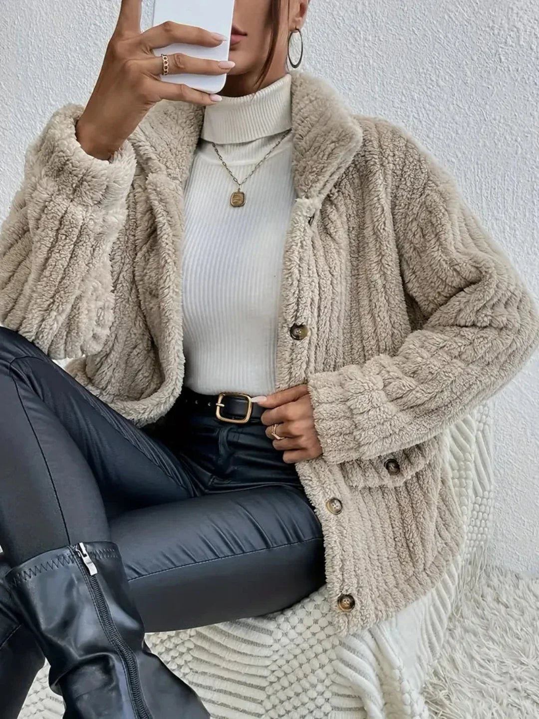 Esther® | Cardigan with buttons in double-face velvet