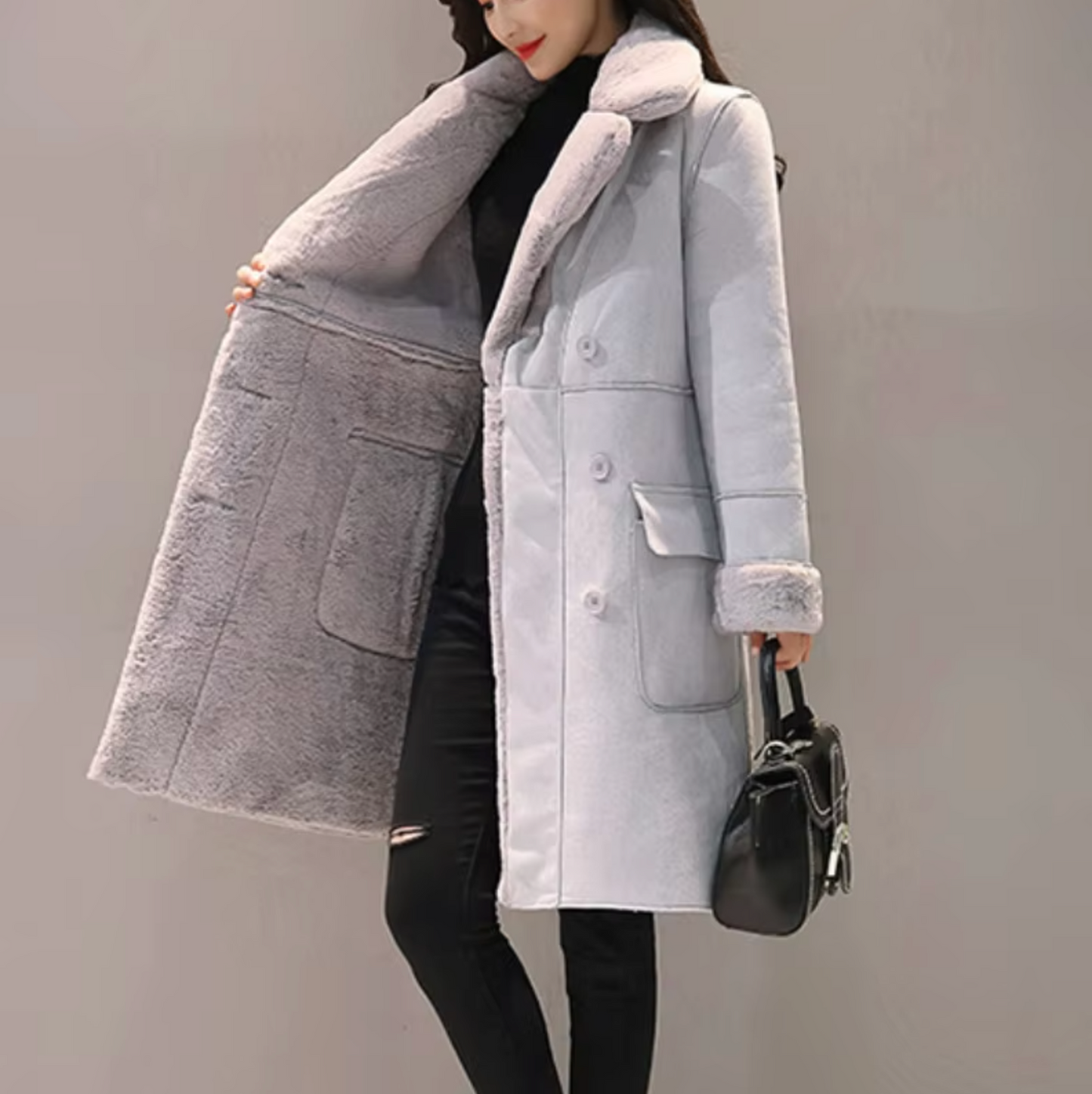 Marina | Velvet-lined suede coat