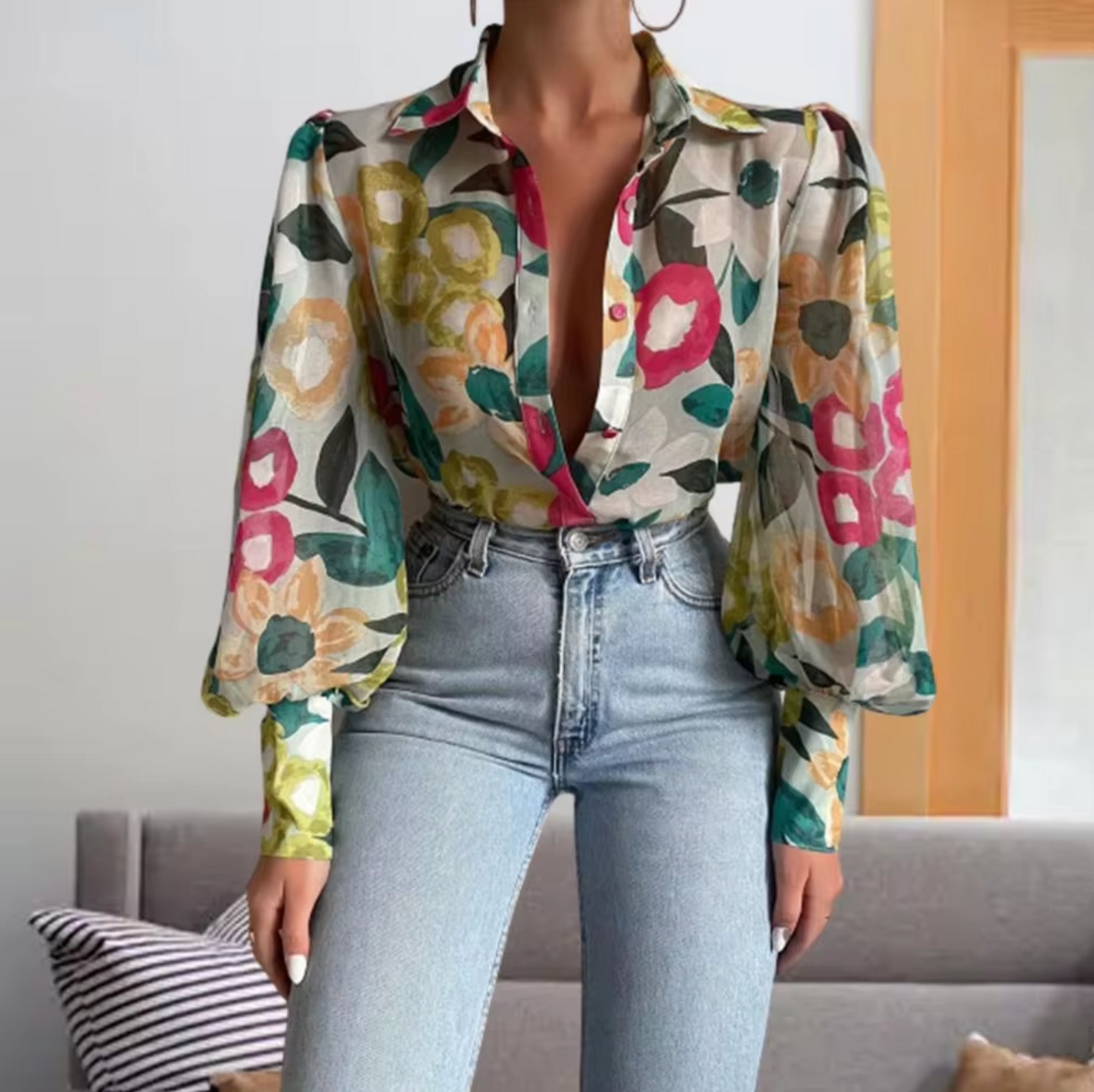 Isabel® | Long-Sleeved Floral Print Blouse
