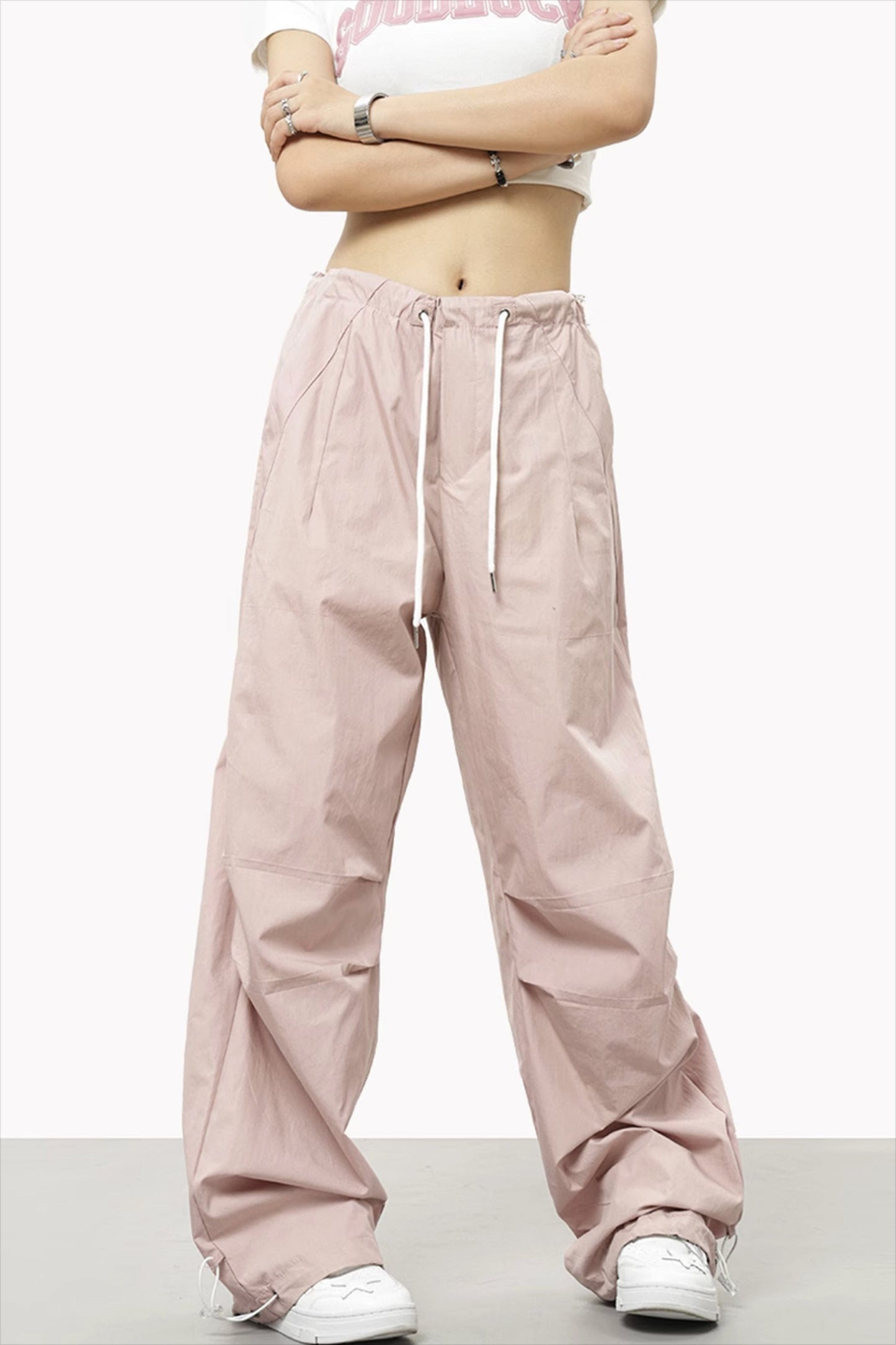 Athletic Casual Solid Drawstring Elastic Waist Pants