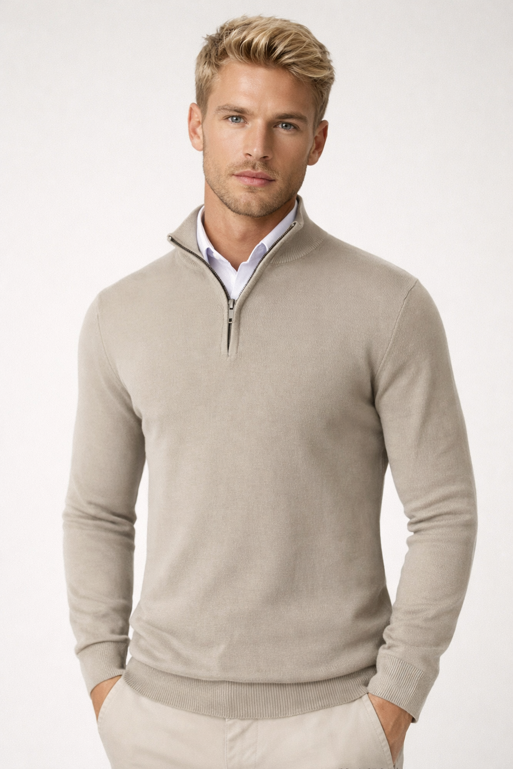 Edward | Men Half Zip High Neck Sweater