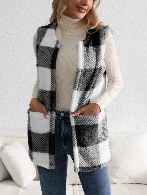 Zoe | Sherpa checked vest