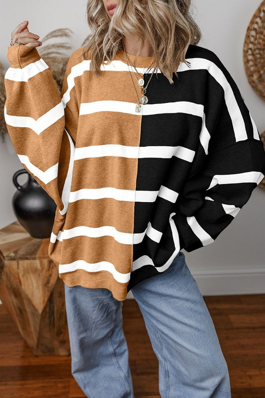 Greta | Oversized contrast printed top with dropped shoulders