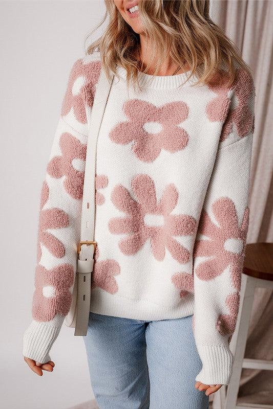 Jeanette | Women's floral sweater with loose shoulders