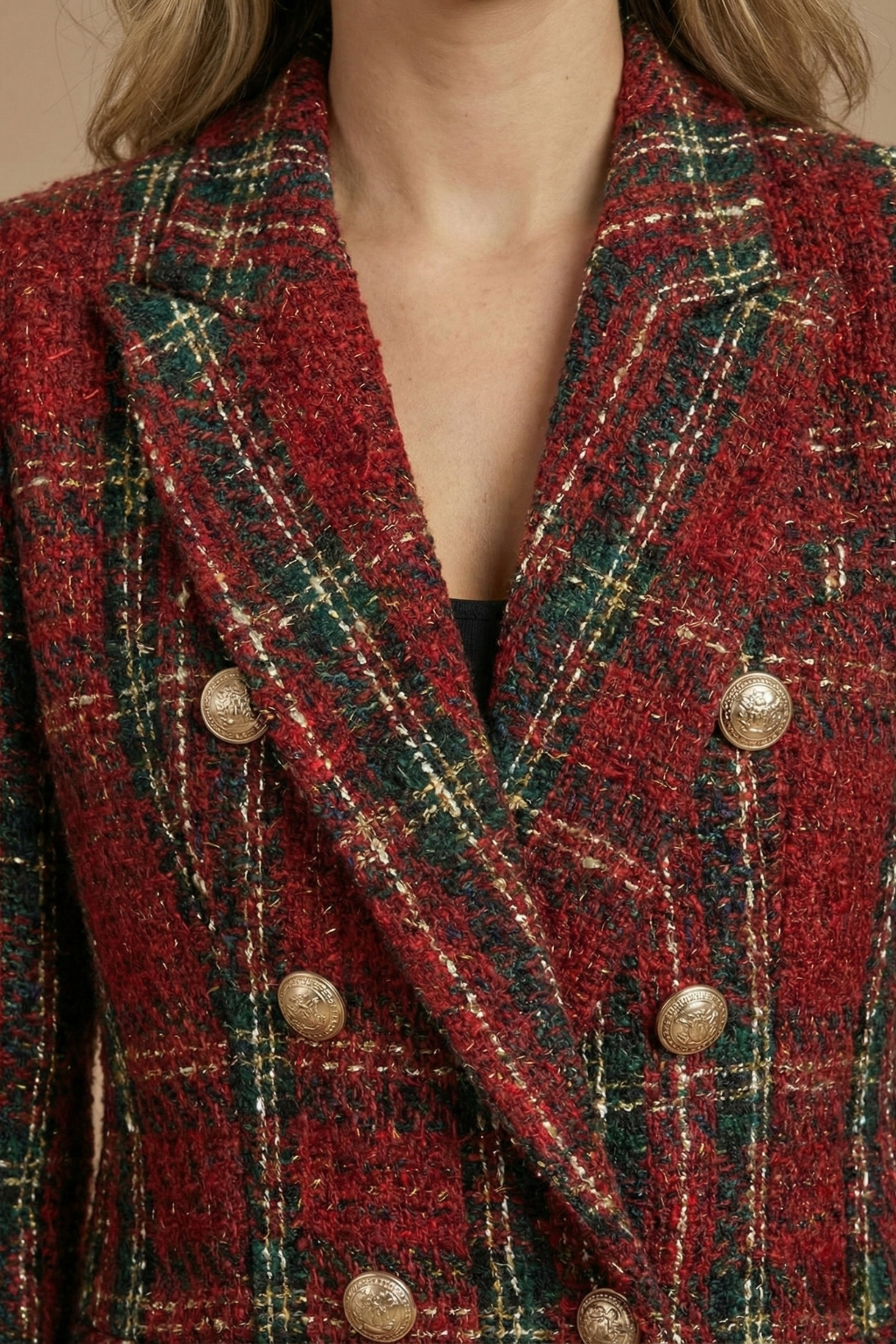 Hannah | Women’s Check Double Breasted Blazer Jacket