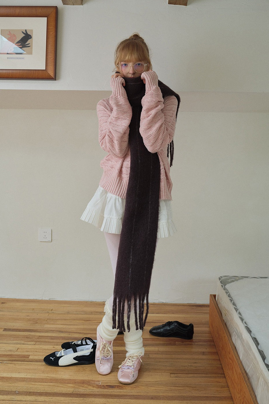 25% Wool Blend Vertical Striped Unisex Scarf