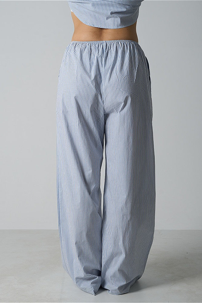 Light Striped Elastic Relaxed Pants