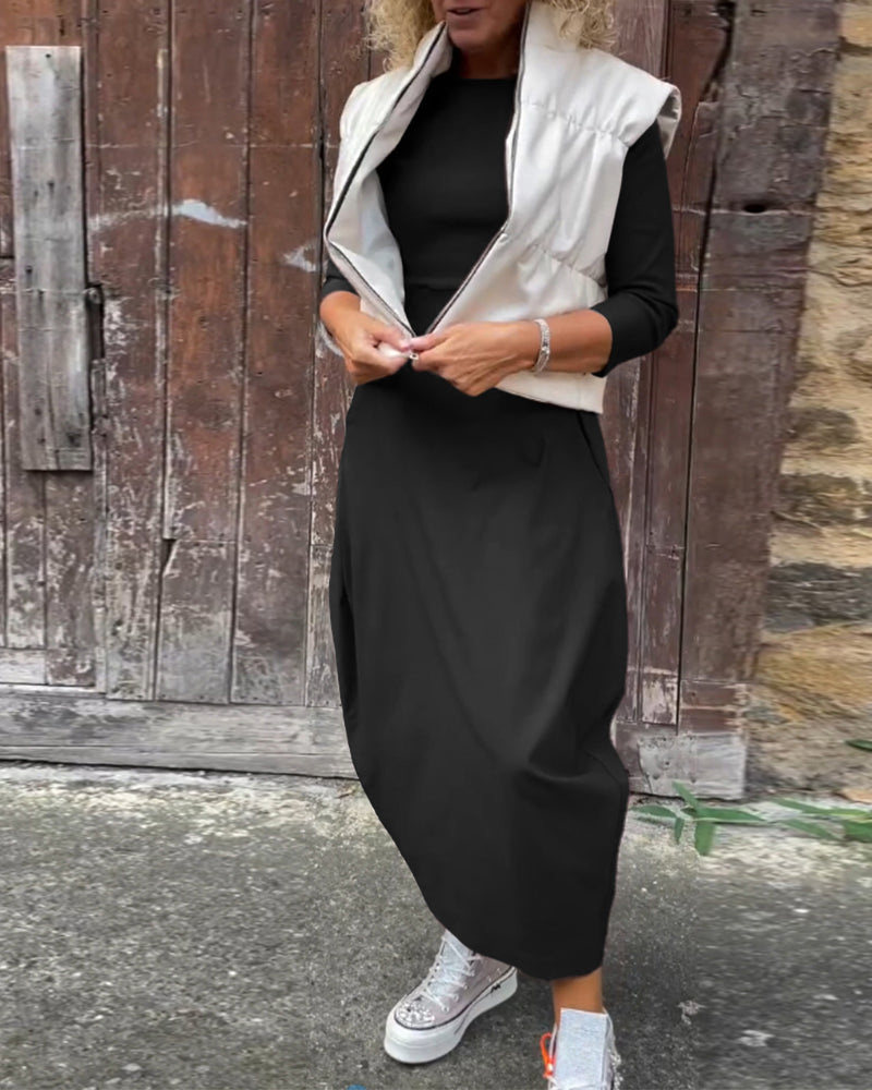 Alice | Elegant, simple Prosta dress with long sleeves and pockets