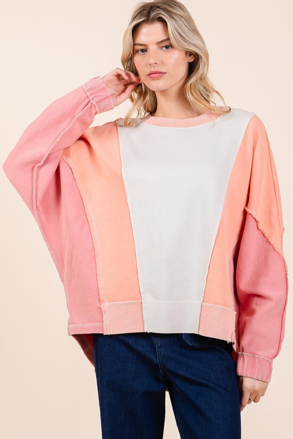 Tamara | Mittoshop Mineral Wash Color Block Sweatshirt