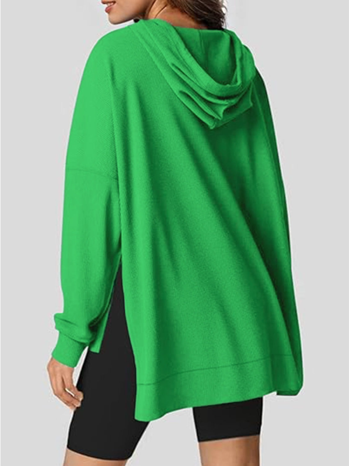 Eleonora | Long sleeve hoodie with drawstring and slit
