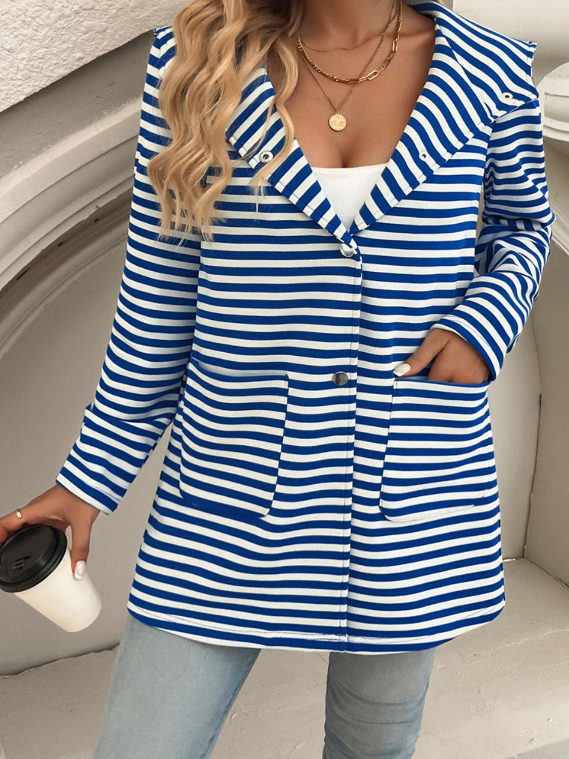 Solveig | Striped long sleeve hooded outerwear