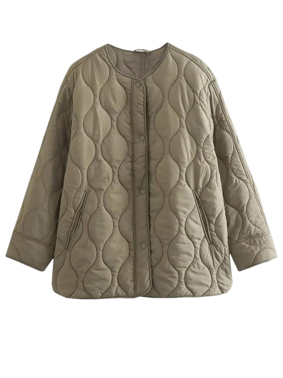 Nerea | Quilted winter coat with snap buttons and a crew neck