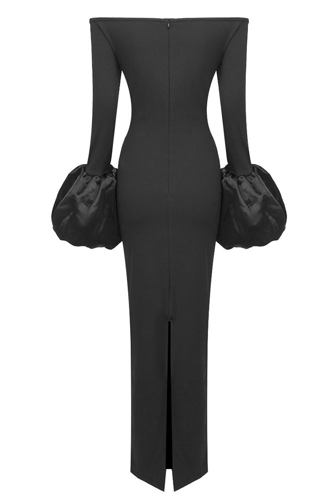 Mariana® | Solid-Colored Lantern-Sleeve Dress