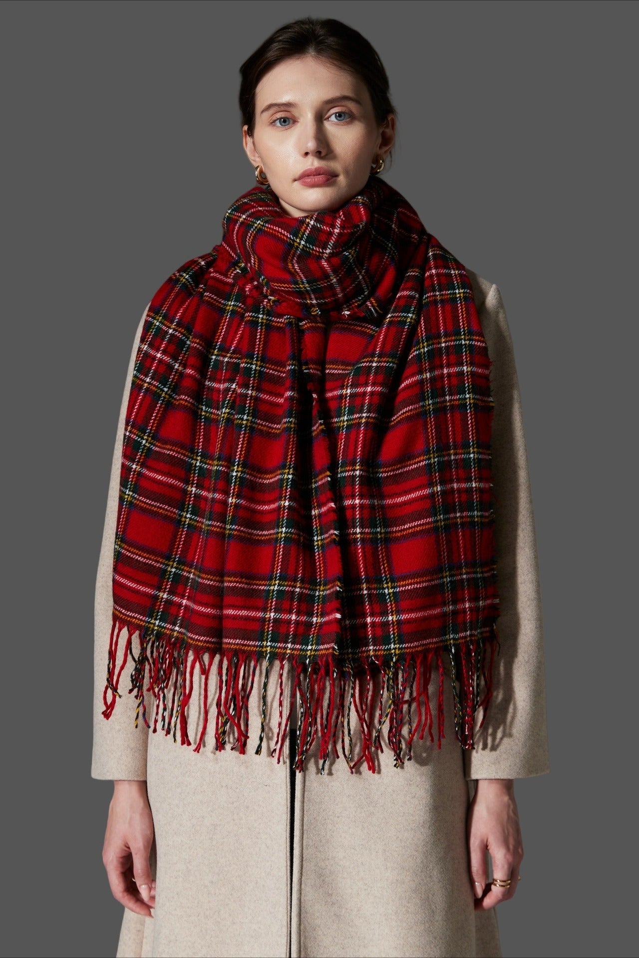 Plaid Fringe Scarf